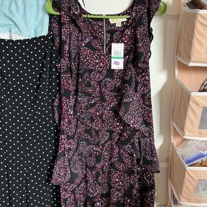 Michael Kors Black and Pink Midi Dress